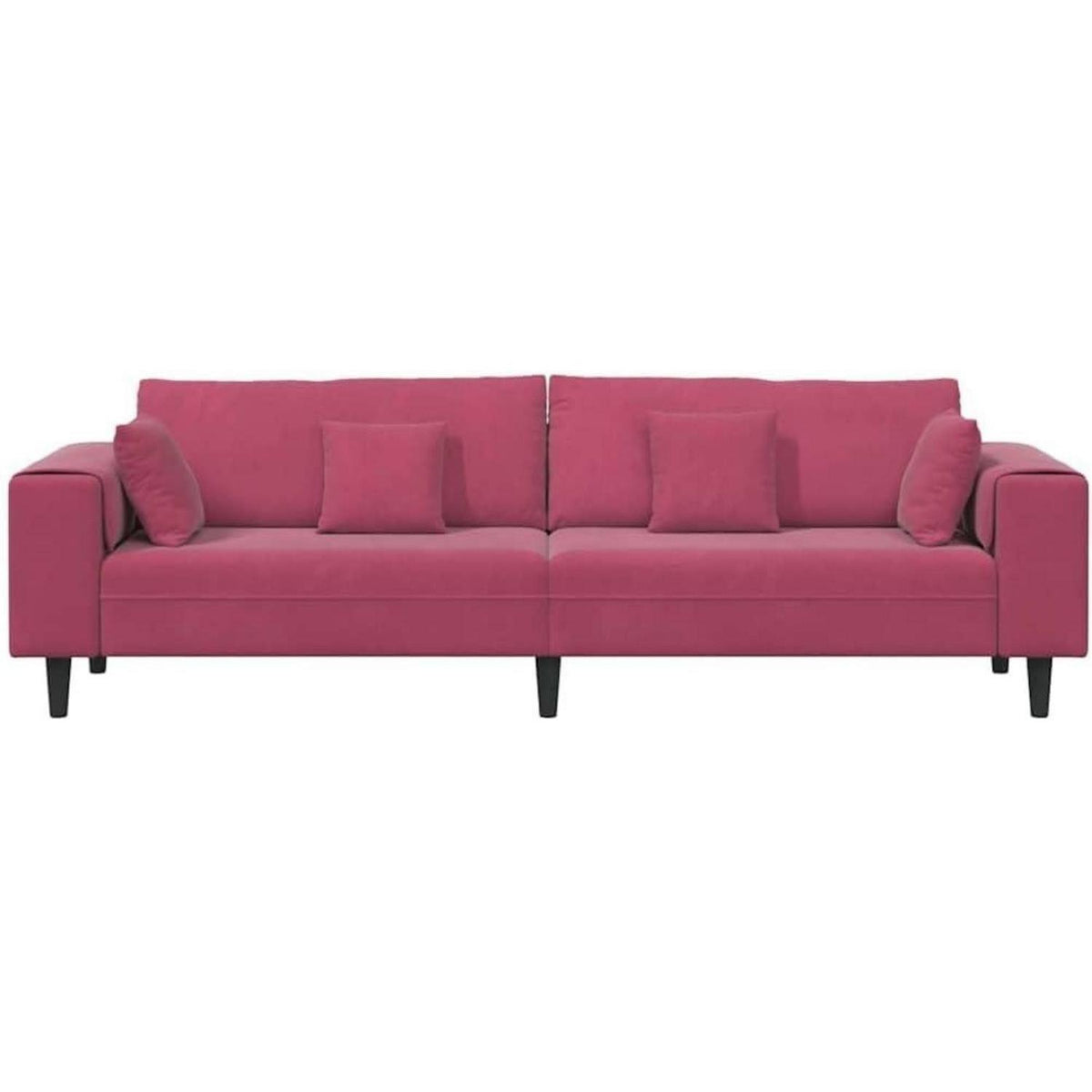 Weinrotes Samt Sofa mit breiten Armlehnen, 208 cm