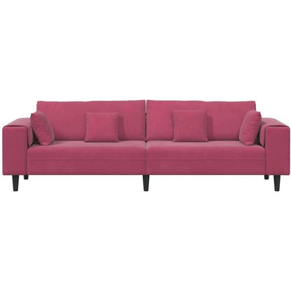 Weinrotes Samt Sofa mit breiten Armlehnen, 208 cm