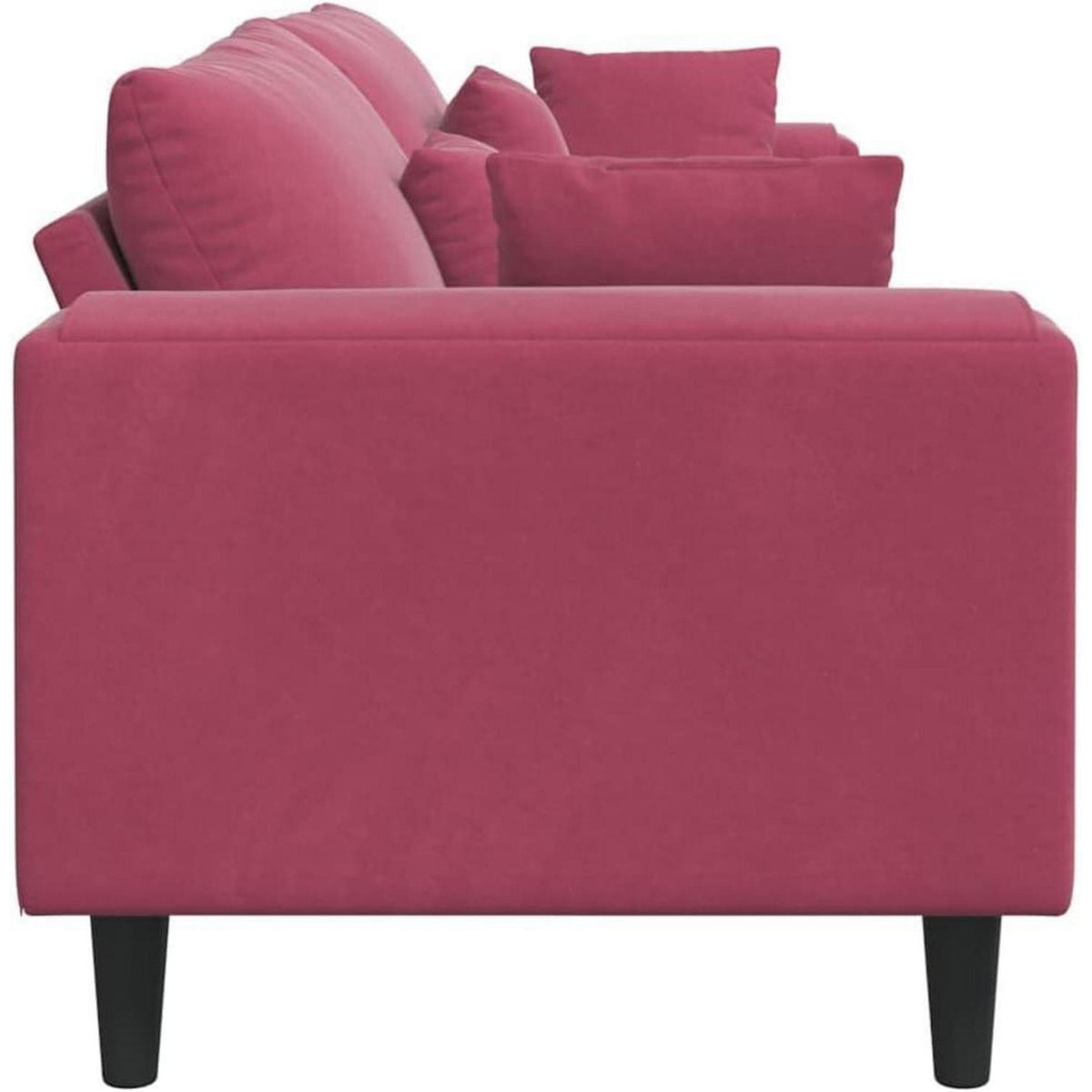 Weinrotes Samt Sofa mit breiten Armlehnen, 208 cm