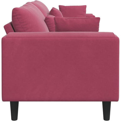 Weinrotes Samt Sofa mit breiten Armlehnen, 208 cm