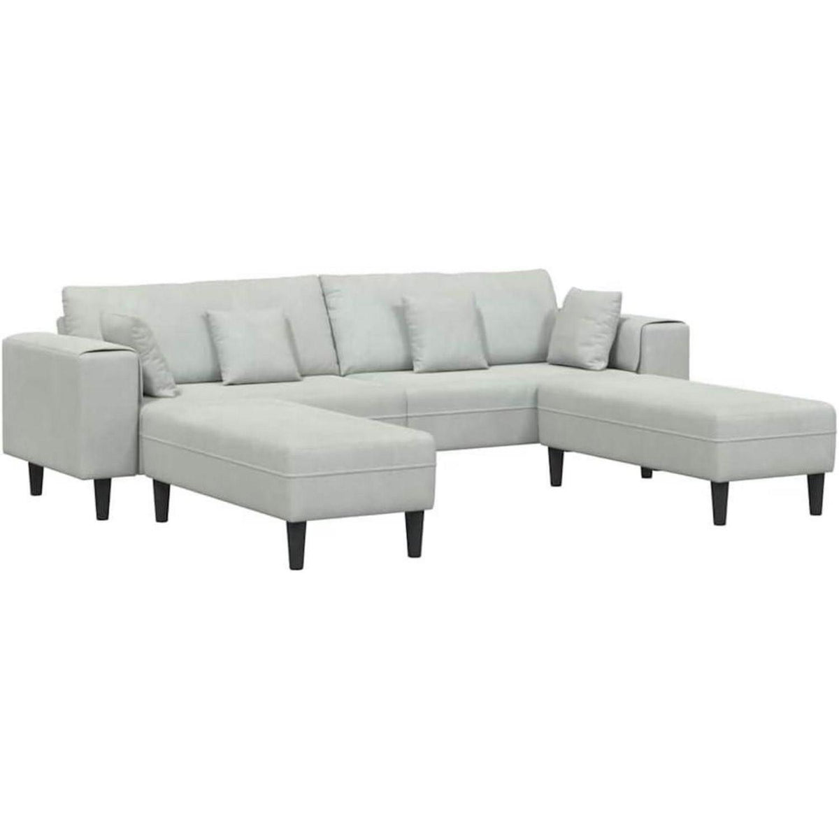 Polstersofa Samt Grau 208cm mit Ottomane & Kissen