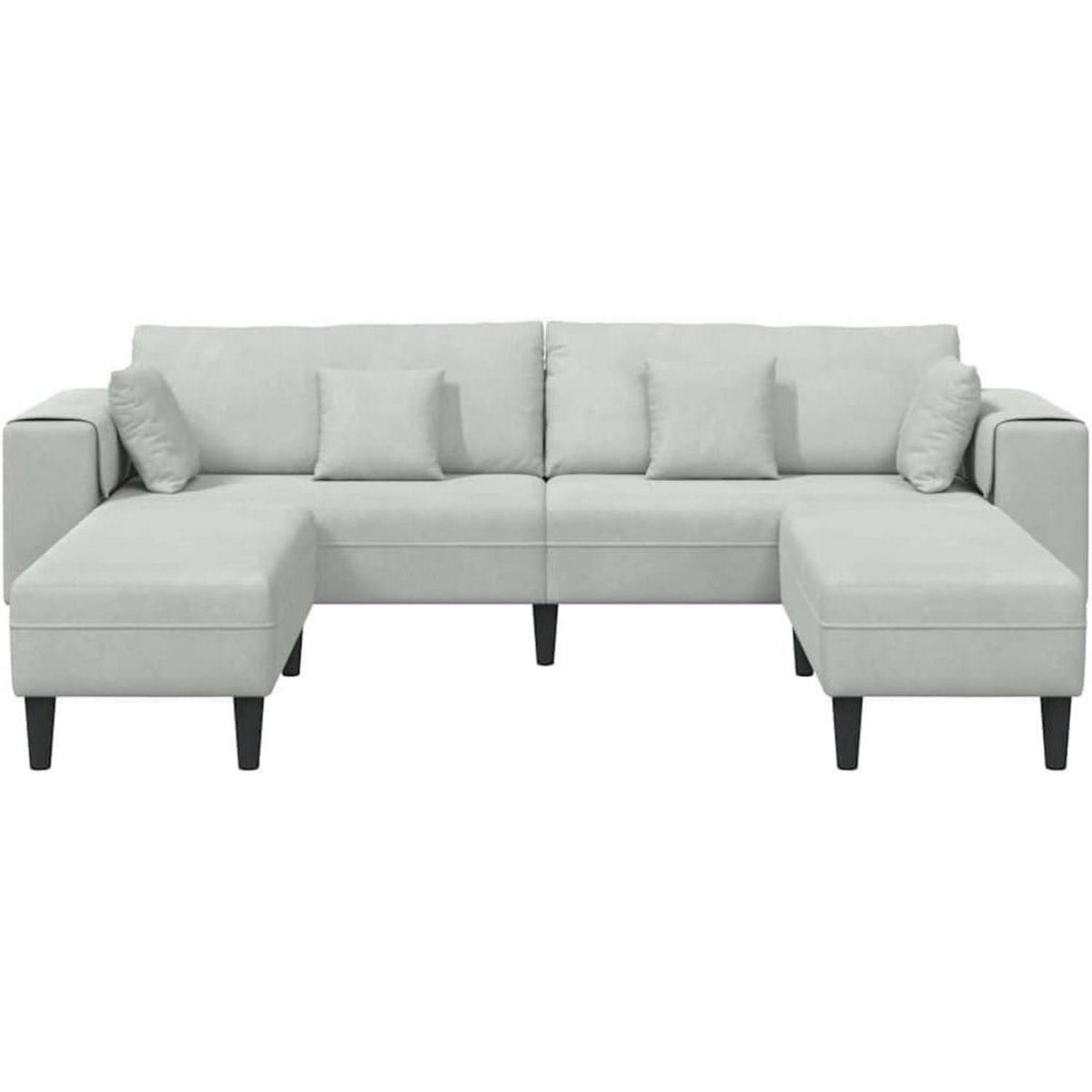 Polstersofa Samt Grau 208cm mit Ottomane & Kissen