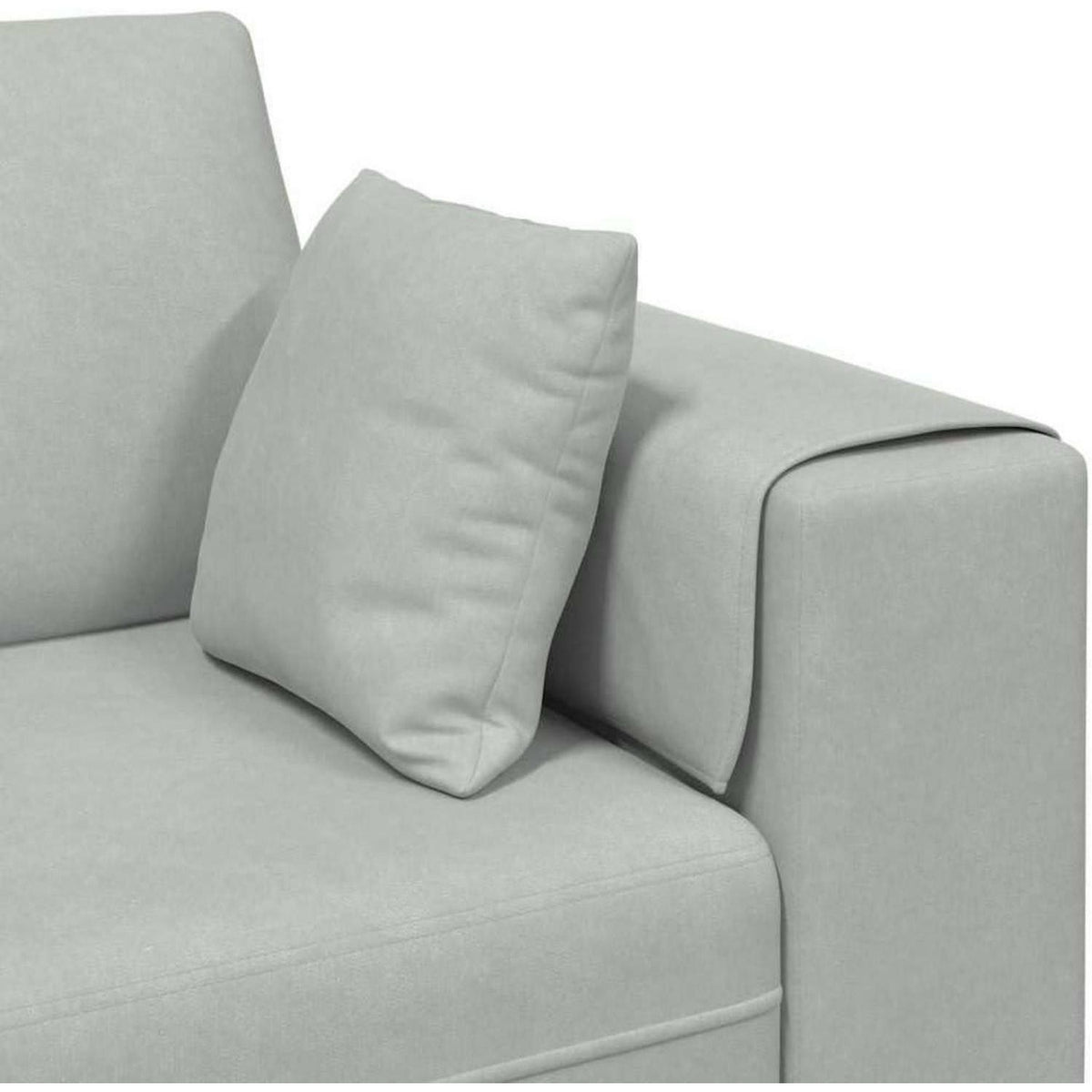 Polstersofa Samt Grau 208cm mit Ottomane & Kissen