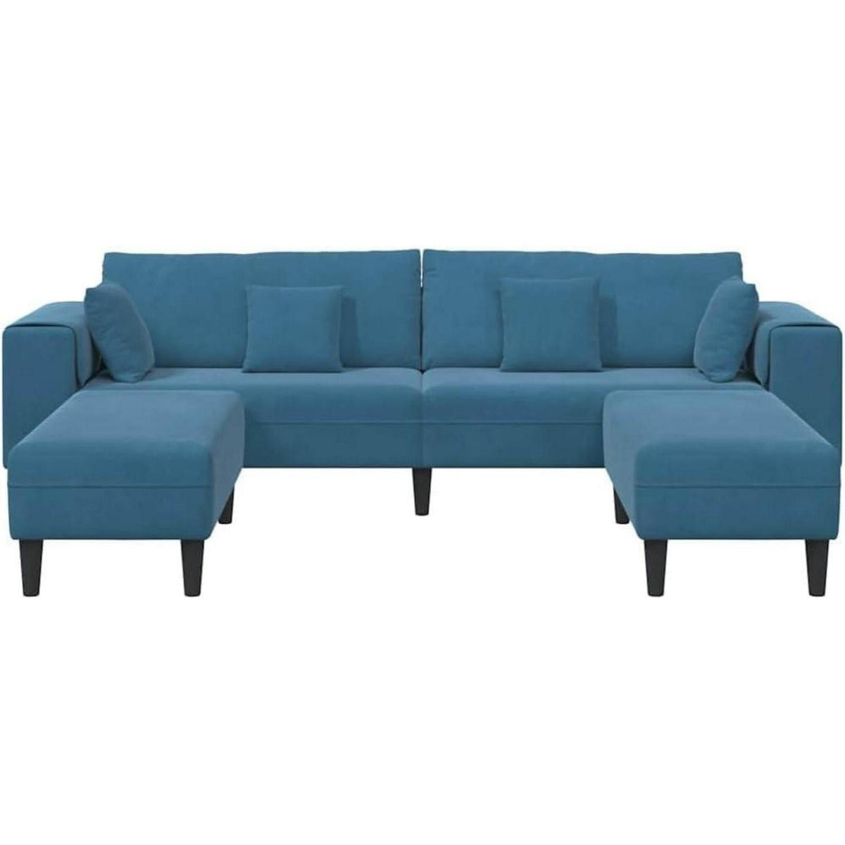 Samt Wohnlandschaft mit Schlaffunktion & Ottomane, Blau