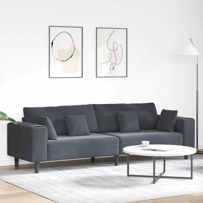 Samt Wohnlandschaft Ecksofa Dunkelgrau 208 cm