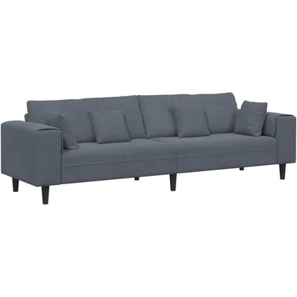 Samt Wohnlandschaft Ecksofa Dunkelgrau 208 cm