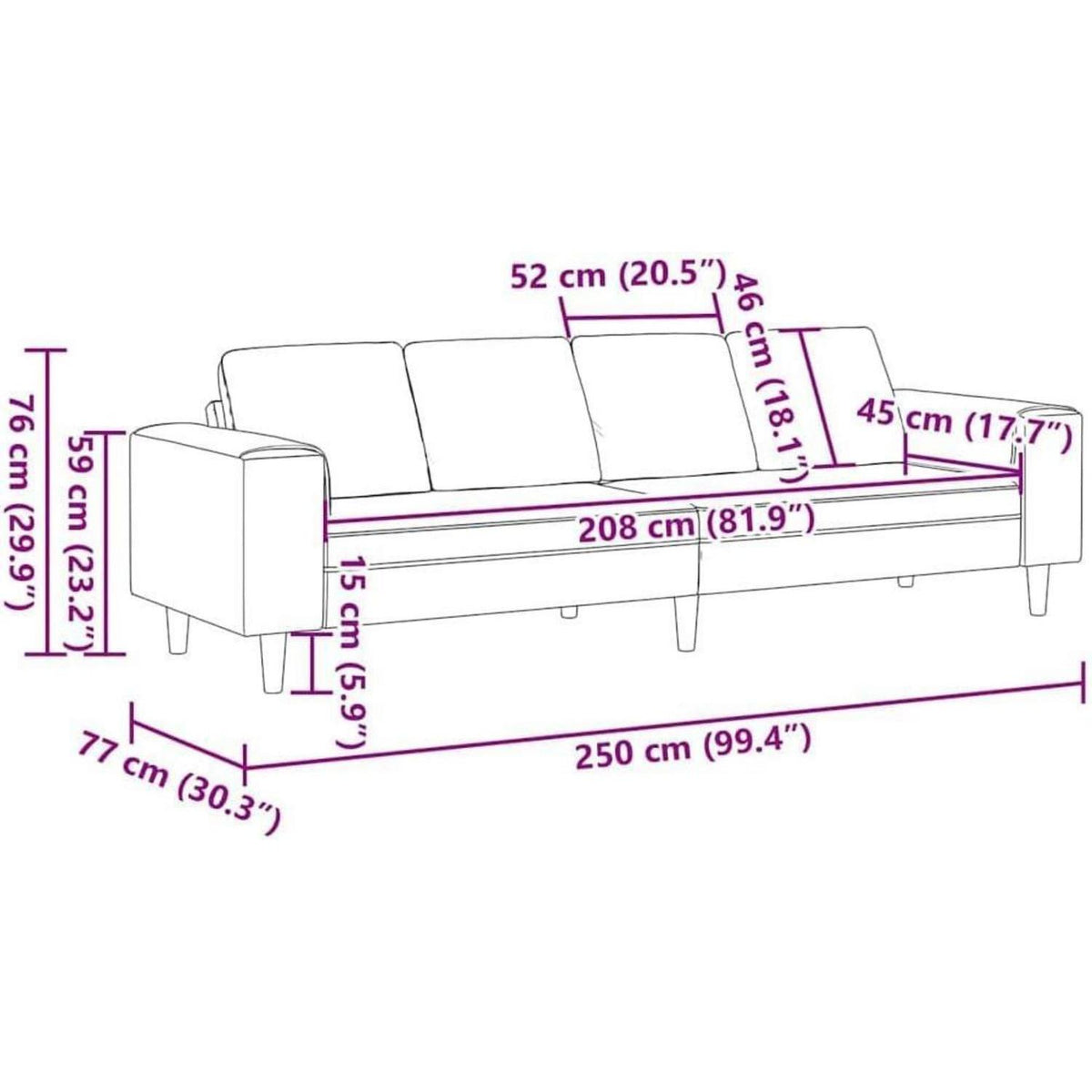 Modernes Schlafsofa 4-Sitzer Schwarz – Schlafcouch Wohnzimmer