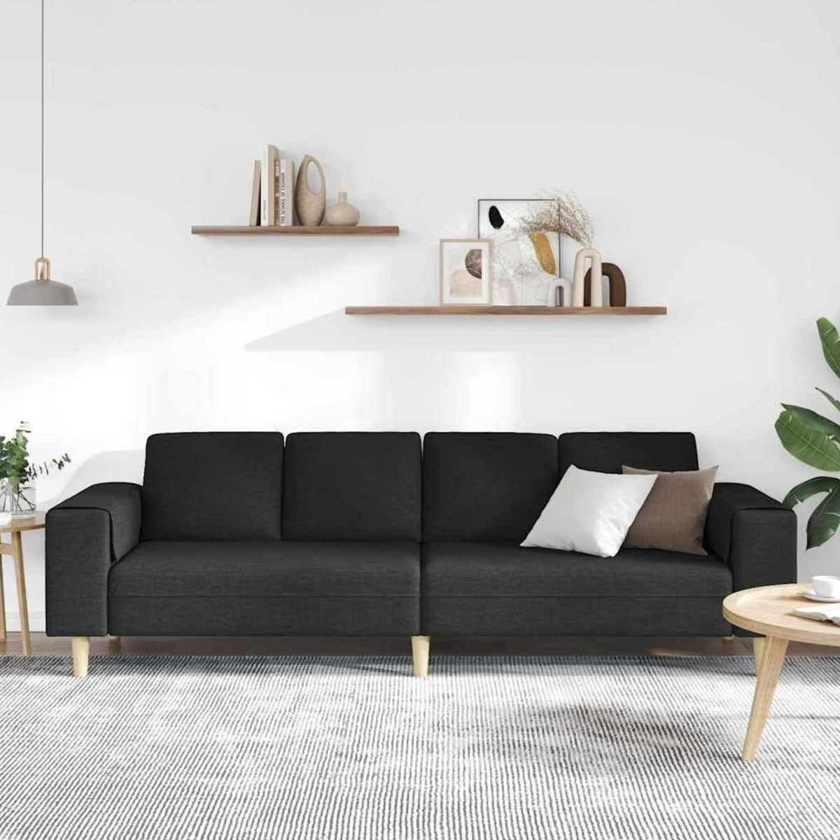 Modernes Schlafsofa 4-Sitzer Schwarz – Schlafcouch Wohnzimmer