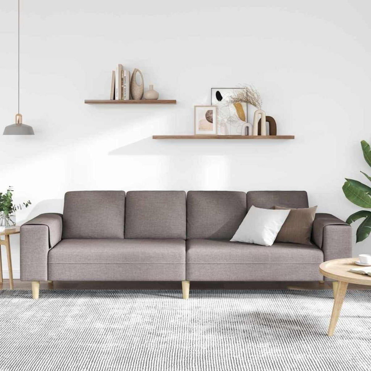 Modernes Schlafsofa 4-Sitzer mit Schlaffunktion – Taupe Stoff