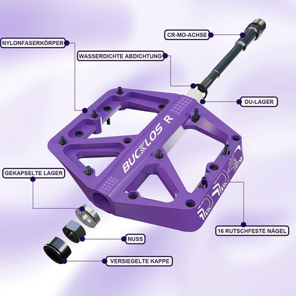 Nylon Fahrradpedale – Große Plattform, Violett, 9/16"