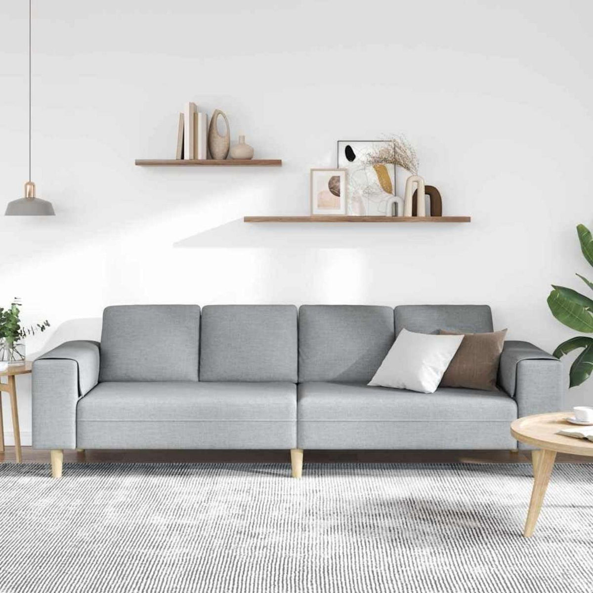 Modernes Cord Polstersofa – Hellgrau, 250x188x76 cm