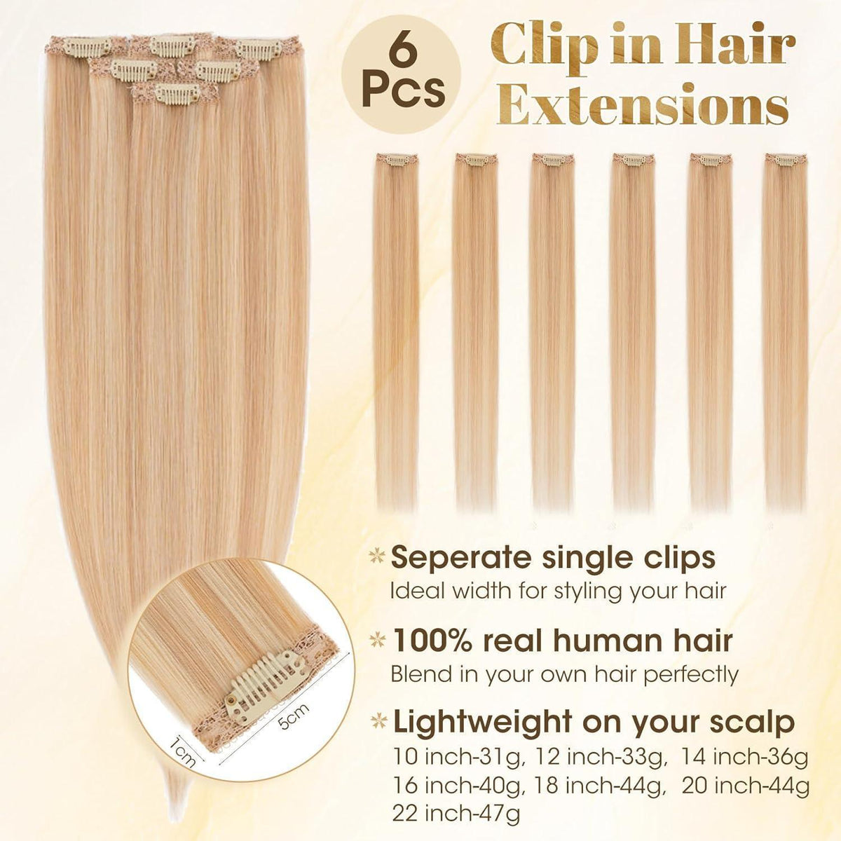 Blond Clip-in Echthaar Extensions 25cm – Remy Haarverlängerung