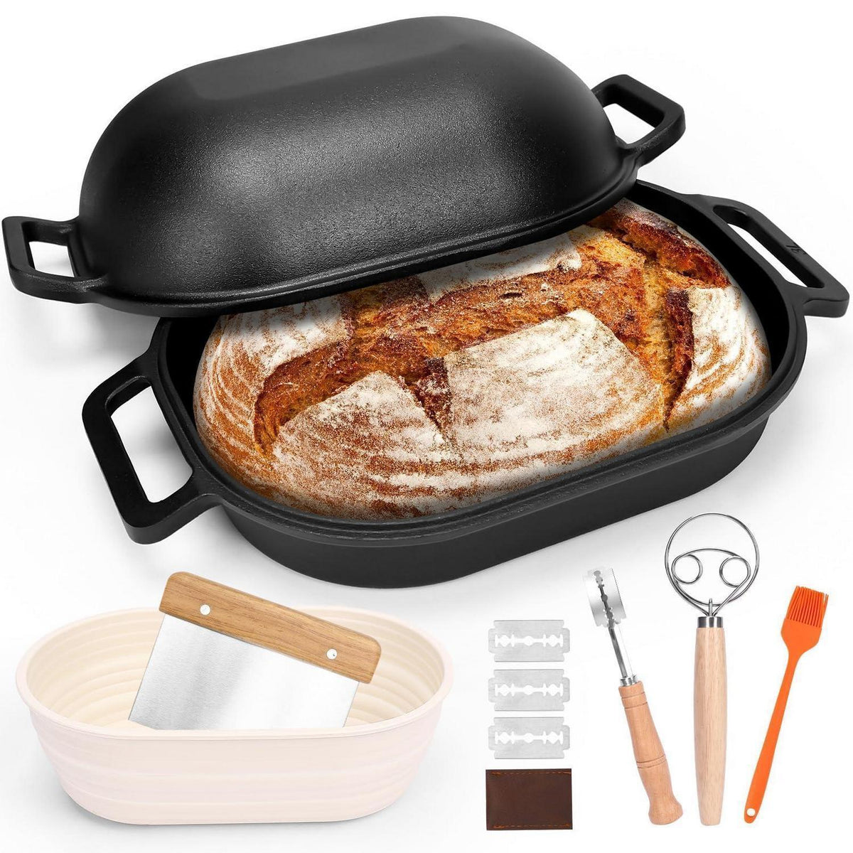 Gusseisen Brotbacktopf 40cm mit Deckel & Zubehör
