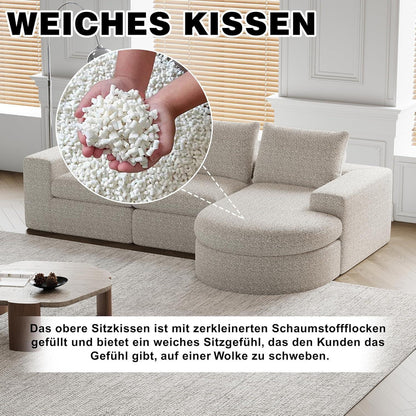 Modulares Ecksofa mit Chaiselongue – Beige Chenille Sofa