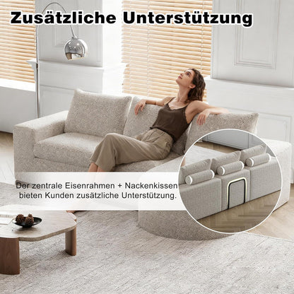 Modulares Ecksofa mit Chaiselongue – Beige Chenille Sofa