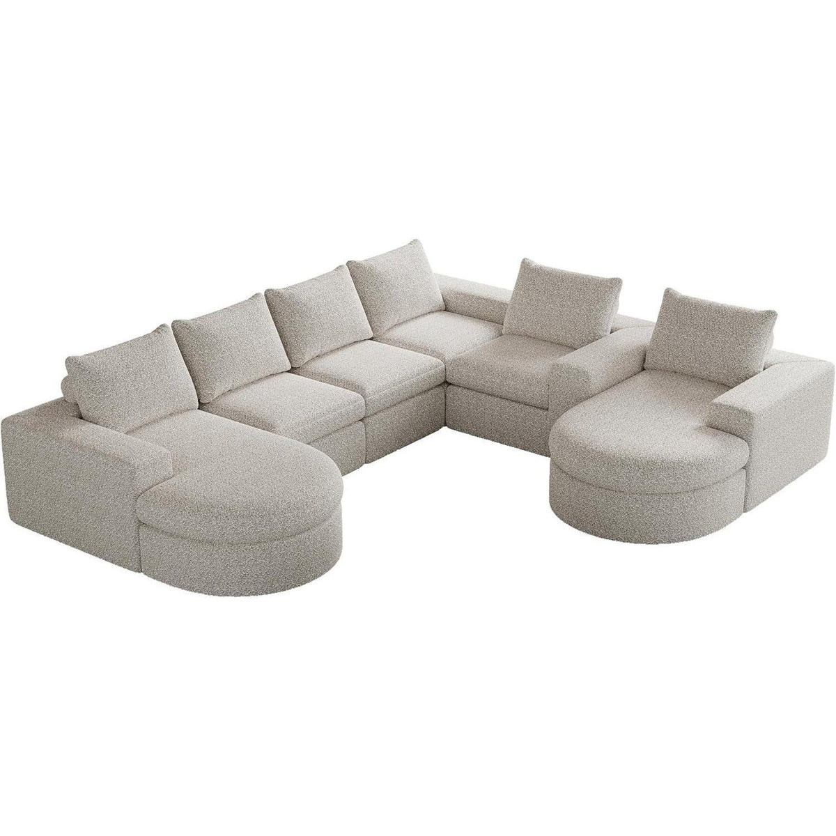 Modulares Ecksofa mit Chaiselongue – Beige Chenille Sofa