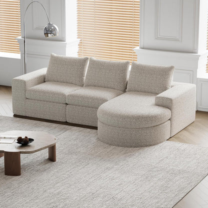 Modulares Ecksofa mit Chaiselongue, Beige