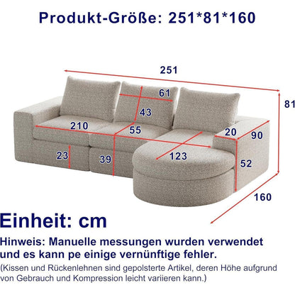 Modulares Ecksofa mit Chaiselongue, Beige