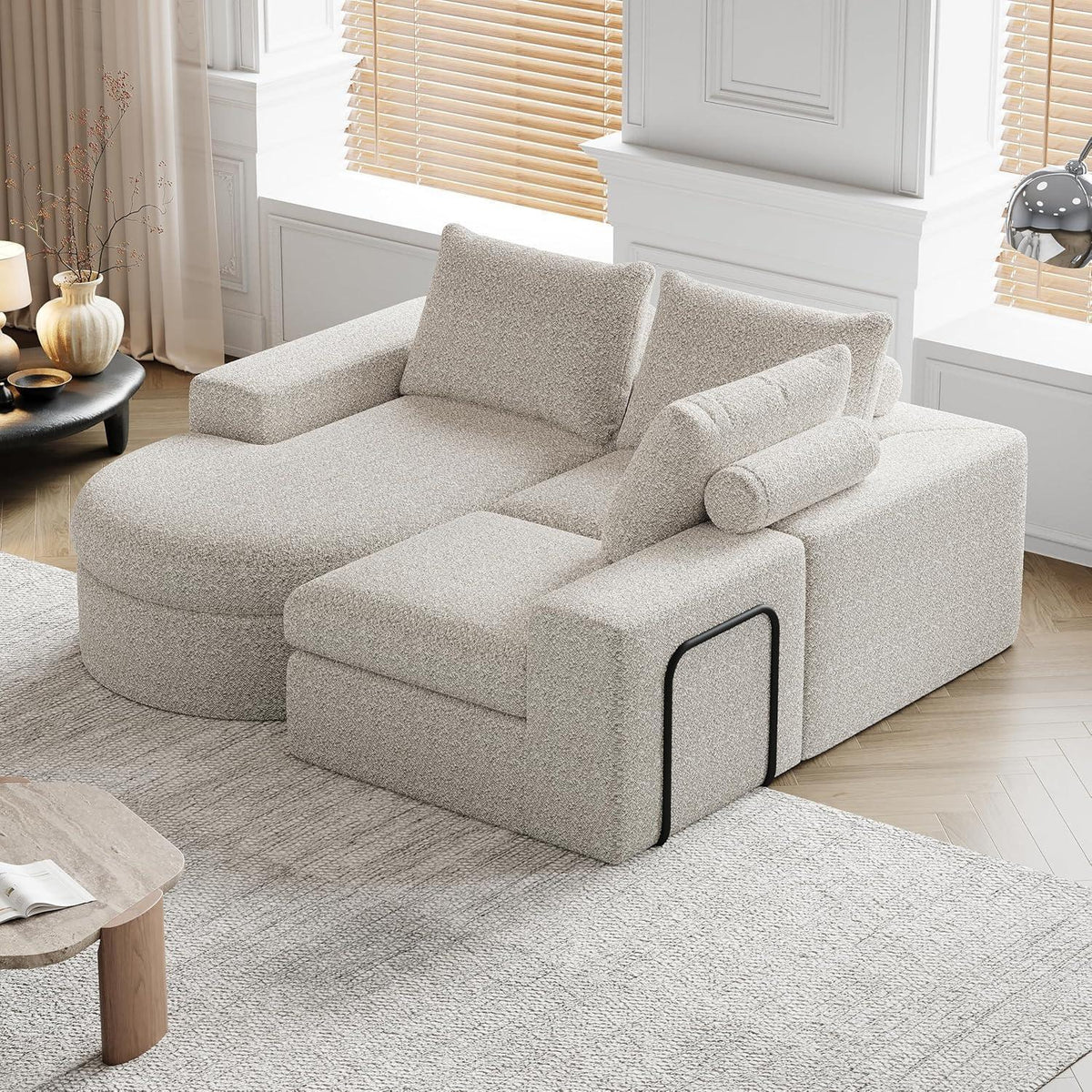 Modulares Ecksofa mit Chaiselongue, Beige