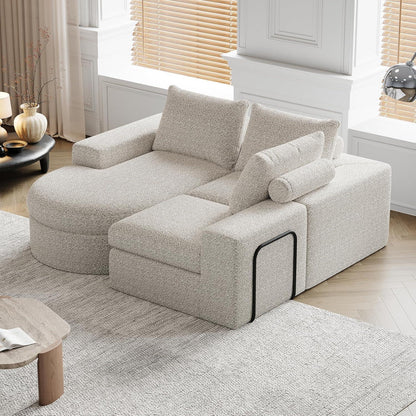 Modulares Ecksofa mit Chaiselongue, Beige