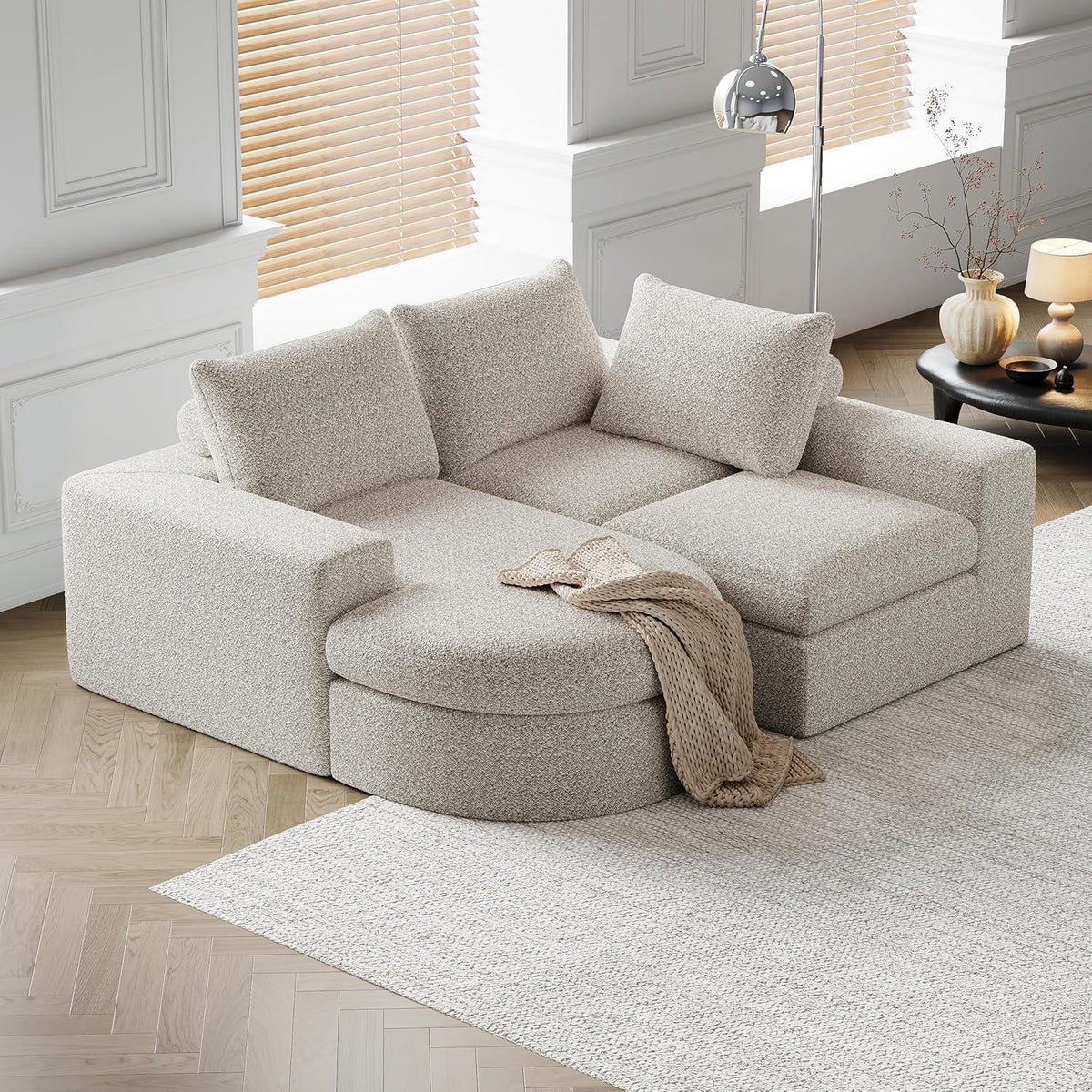 Modulares Ecksofa mit Chaiselongue, Beige