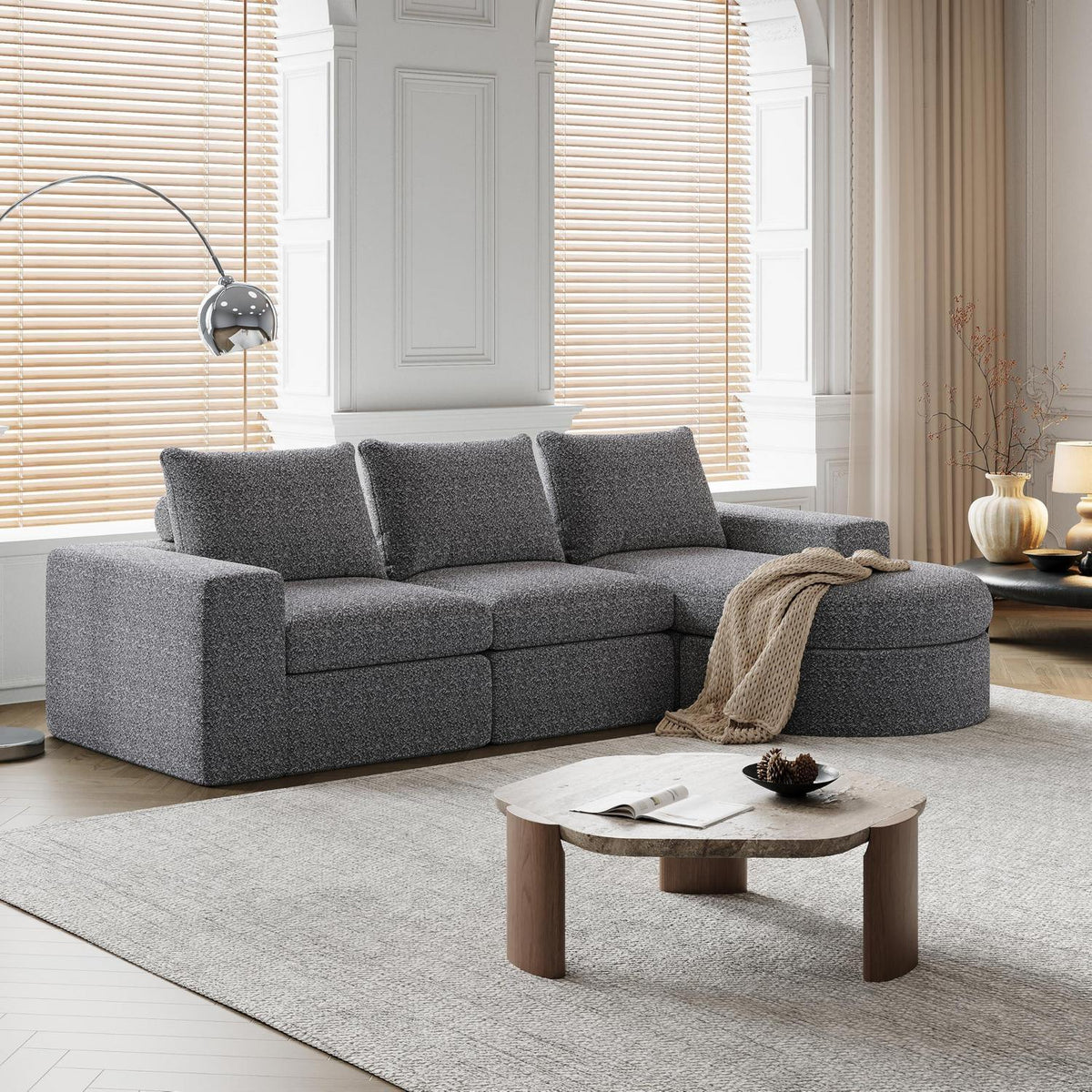 Modulares Ecksofa mit Chaiselongue, Grau – 251x160x81cm