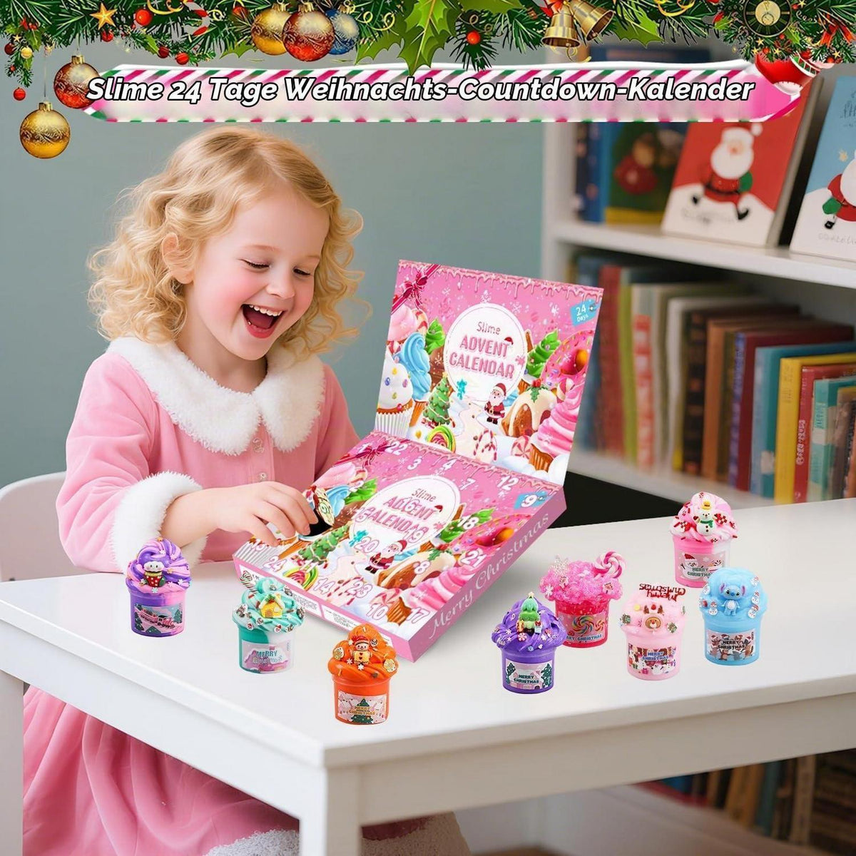 Schleim Adventskalender Weihnachten 2026 für Kinder Rosa
