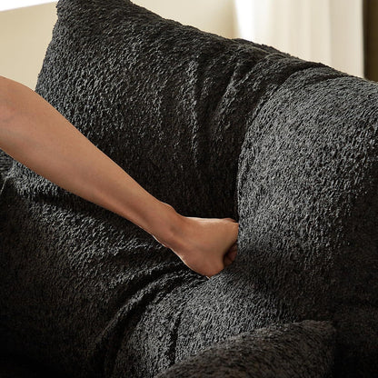 Modulares Ecksofa mit Chaiselongue & Chenille-Bezügen Schwarz