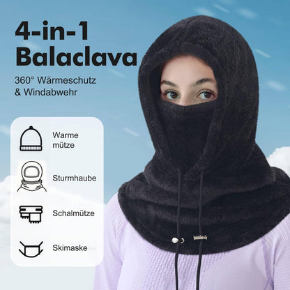 Sturmhaube Winter Damen Herren Fleece Balaclava Thermo Skimütze Schwarz