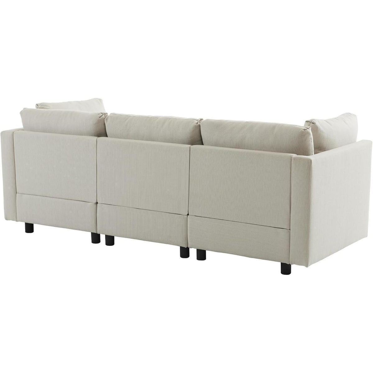 Modernes 3-Sitzer Sofa mit Fußhocker & Schlaffunktion, Beige