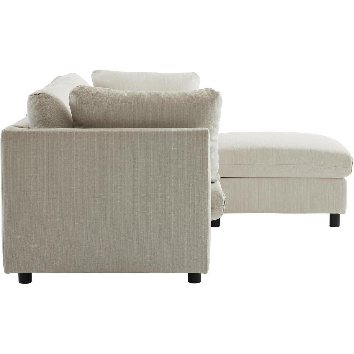Modernes 3-Sitzer Sofa mit Fußhocker & Schlaffunktion, Beige