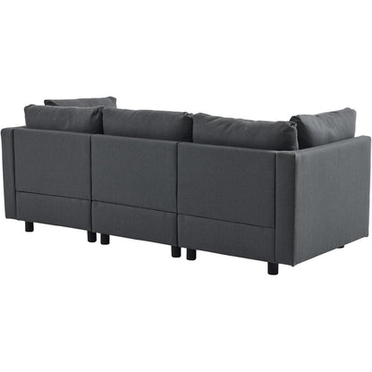 Modernes 3-Sitzer Sofa mit Fußhocker & Schlaffunktion, Grau