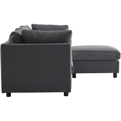 Modernes 3-Sitzer Sofa mit Fußhocker & Schlaffunktion, Grau