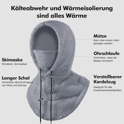 Sturmhaube Winter Damen Herren Fleece Balaclava Grau