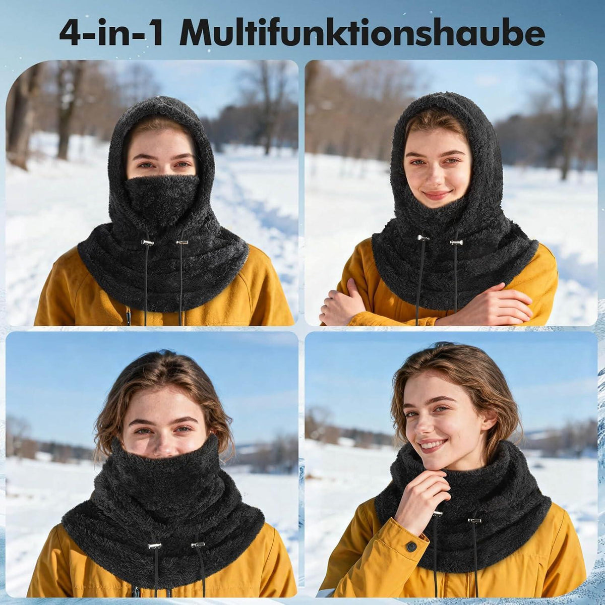 Sturmhaube Winter Damen Herren Fleece Balaclava Grau