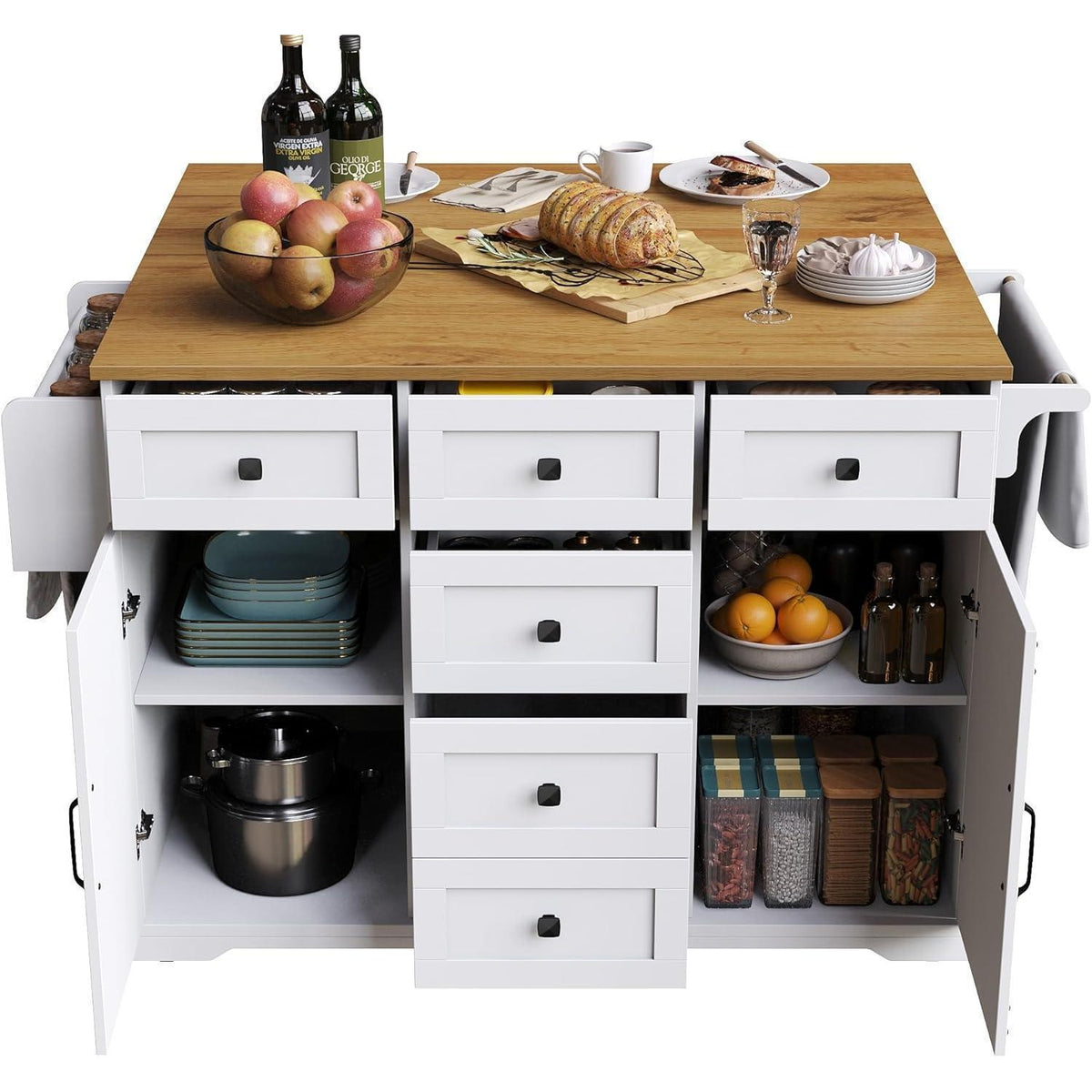 Klappbarer Servierwagen mit Stauraum – Weiß & Modern