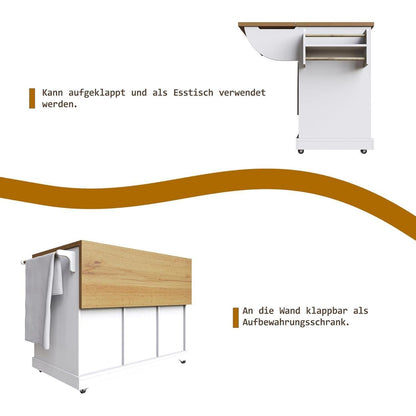 Klappbarer Servierwagen mit Stauraum – Weiß & Modern