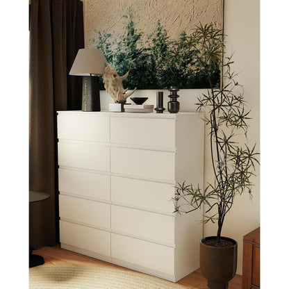 Weißer Kommode mit Schubladen – Schmaler Schrank 60x40x120.5 cm