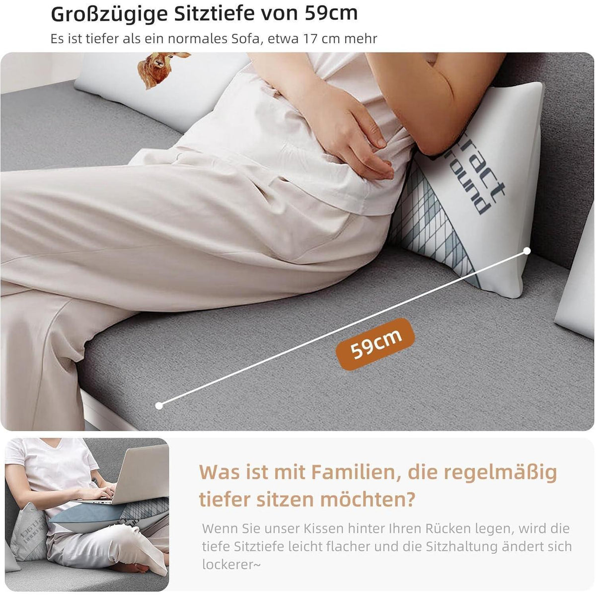 Ausziehbares Schlafsofa mit Stauraum – Dunkelgrau/Weiß (150cm)
