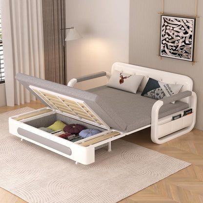 Ausziehbares Schlafsofa mit Stauraum – Dunkelgrau/Weiß (128cm)