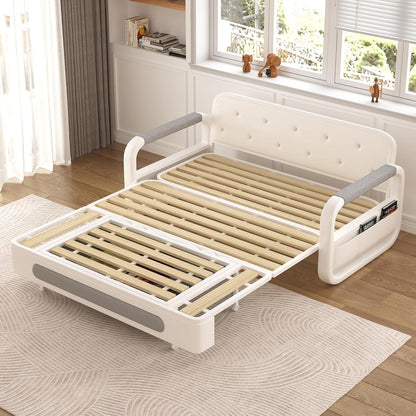 Ausziehbares Schlafsofa mit Stauraum – Dunkelgrau/Weiß (128cm)