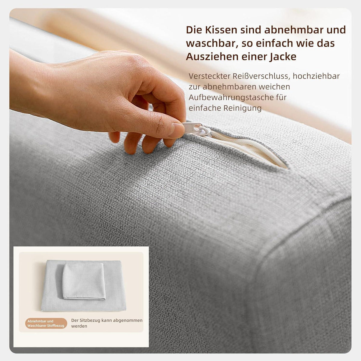 Ausziehbares Schlafsofa mit Stauraum – Dunkelgrau/Weiß (128cm)