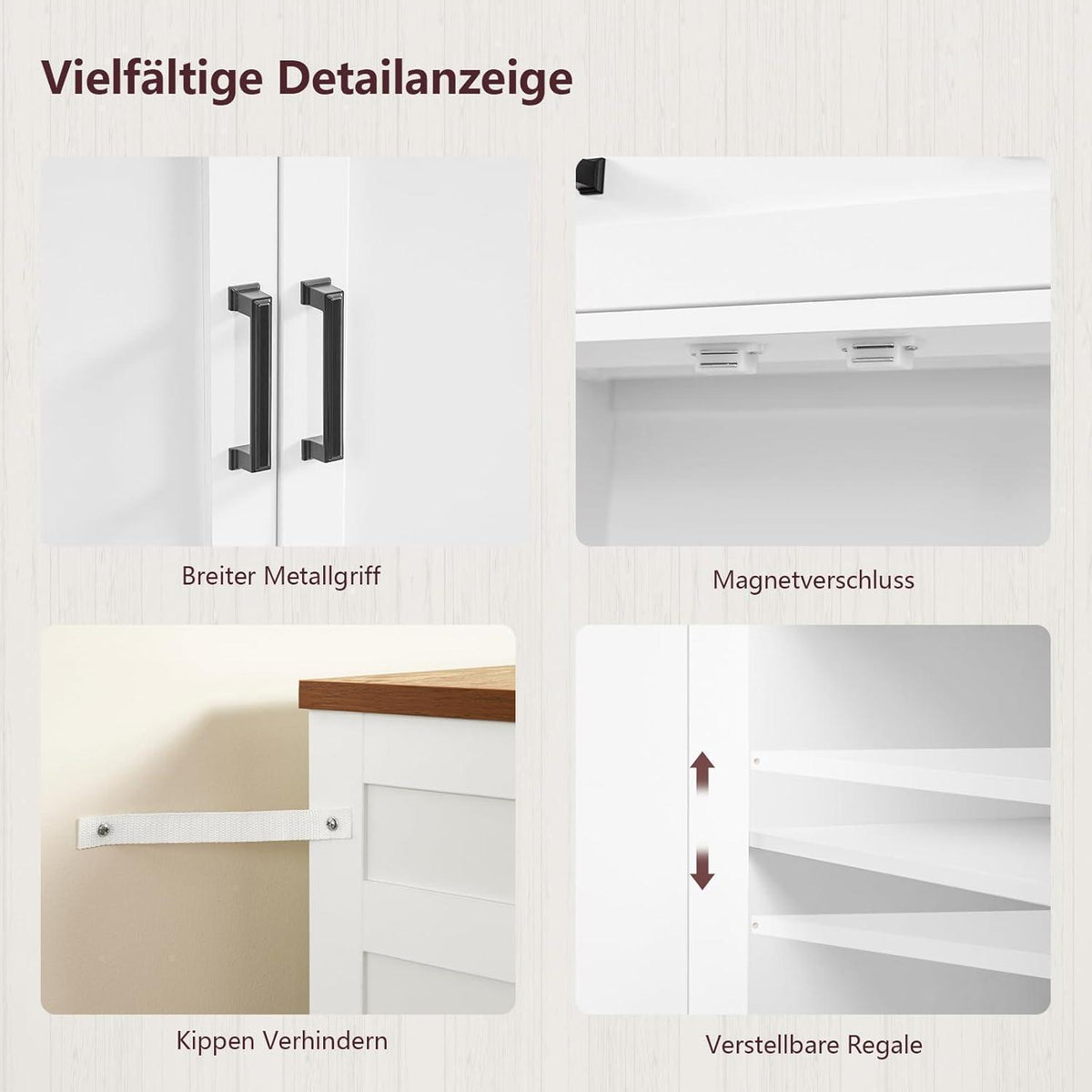 Sideboard mit Arbeitsplatte & Schubladen – Weiß 140x40x80cm