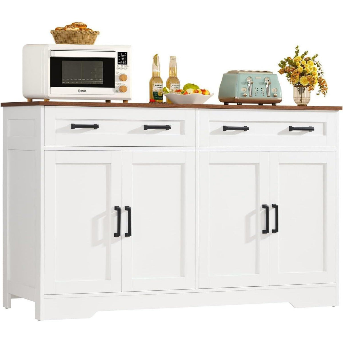 Sideboard mit Arbeitsplatte & Schubladen – Weiß 140x40x80cm