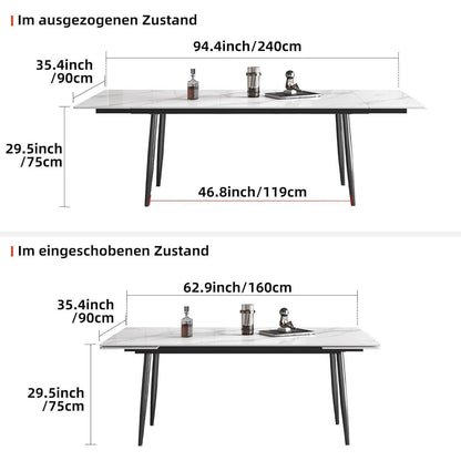 Ausziehbarer Esstisch Weiß – Modern & Robust (160-240cm)