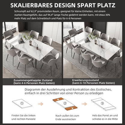 Ausziehbarer Esstisch Weiß – Modern & Robust (160-240cm)