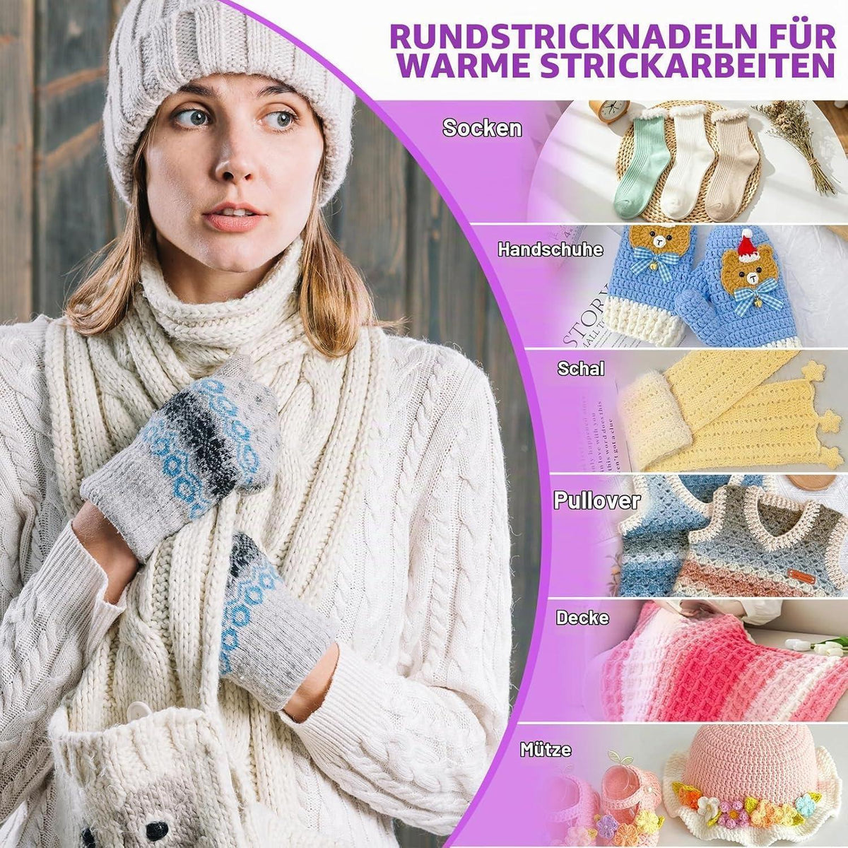 Austauschbares Rundstricknadel Set mit Zubehör – 13 Paar Nadeln
