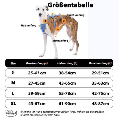Sicherheitsgeschirr Hund Ausbruchsicher & Reflektierend – Größe M, Meeresblau