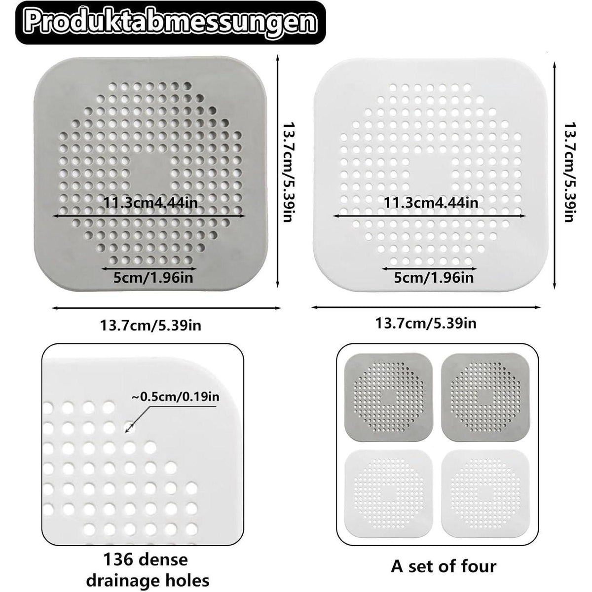 4x Silikon Abflusssieb für Dusche, Badewanne & Spüle