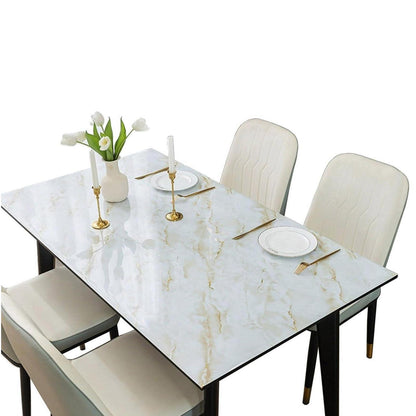 Wasserdichte PVC Tischdecke Hellgold Marmor 80x200 cm Rechteck